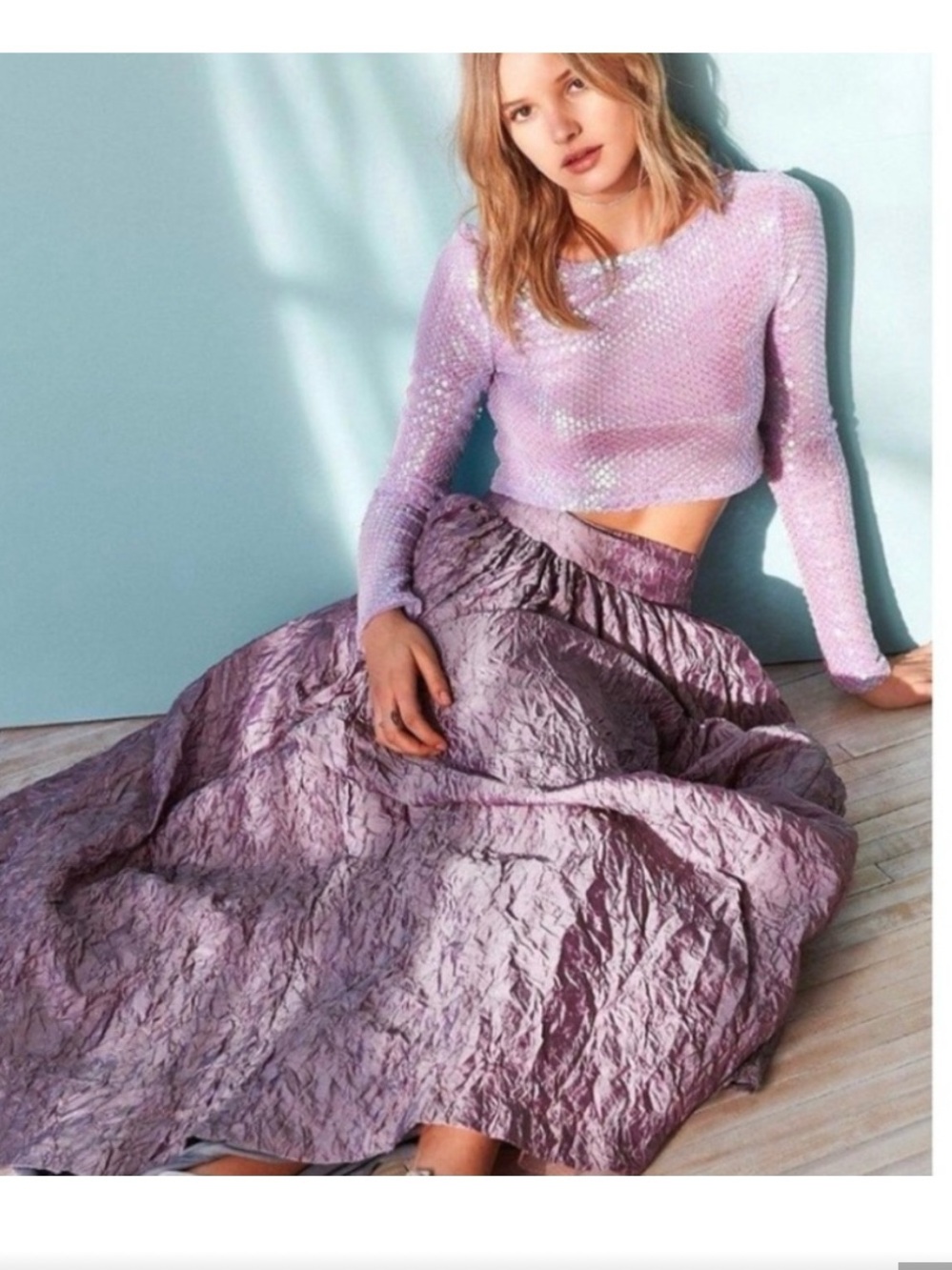 Lilac Crinkle Maxi Skirt - Women Urban Outfitters